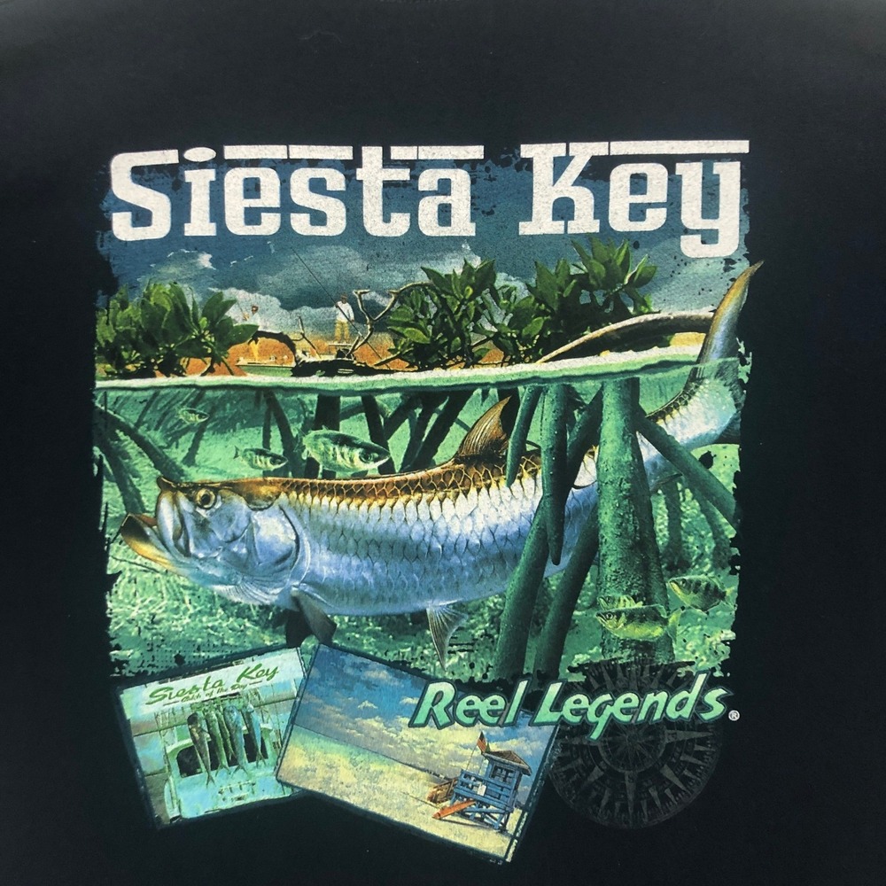 Reel Legends Siesta Key FL Fishing Graphic Tee Short Sleeve T-Shirt Size XL